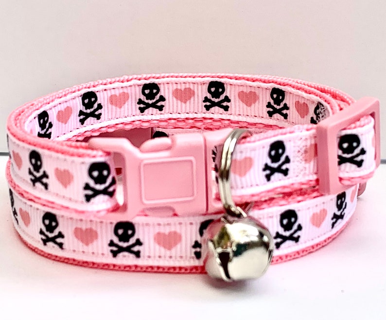 Girl Cat or Kitten Collar With Skulls and Crossbones Collar Etsy