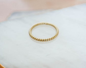 Gold Rope Ring, Gold Stacking Ring, 14k Gold Vermeil Ring, Dainty Gold Ring, Stackable Ring, Rings for Women