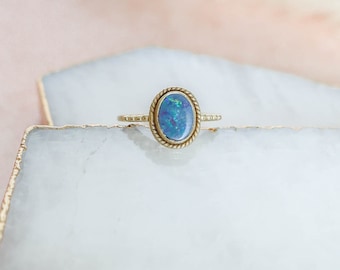 Gold Opal Ring, Australian Opal Ring, Opal Ring Gold, Dainty Opal Gold Ring, Oval Opal Ring, 14k gold vermeil ring, Rings for Women