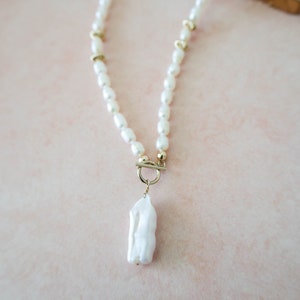 Freshwater Pearl Necklace, Genuine Pearl Necklace, Handmade Beaded Necklace, Biwa Pearl Necklace, Gifts for Her