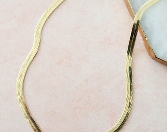 Gold Filled Herringbone Necklace 4mm, Water Resistant Women's Jewelry