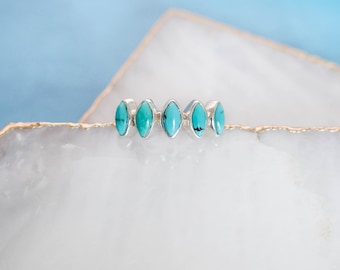 Turquoise Multi Stone Ring, Turquoise Ring, Marquise Turquoise Ring, Turquoise Ring Sterling Silver, Jewelry for Women