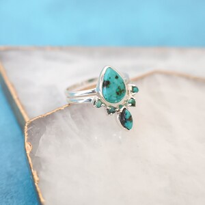 Turquoise Ring Set, Turquoise Stacking Rings, Genuine Turquoise Ring ...