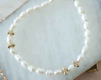 Pearl Gold Bracelet, Beaded Pearl Bracelet, Pearl Bracelet for Women, Pearl Jewelry, Gift for Her,