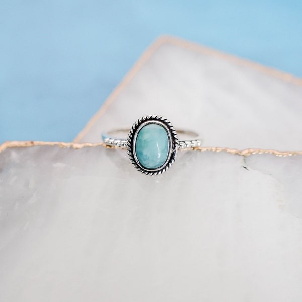 Larimar Ring, 925 Sterling Silver, Larimar Silver Ring, Dainty Ring, Larimar Ring, Rings for Women, Larimar Ring Boho, Gift for Her