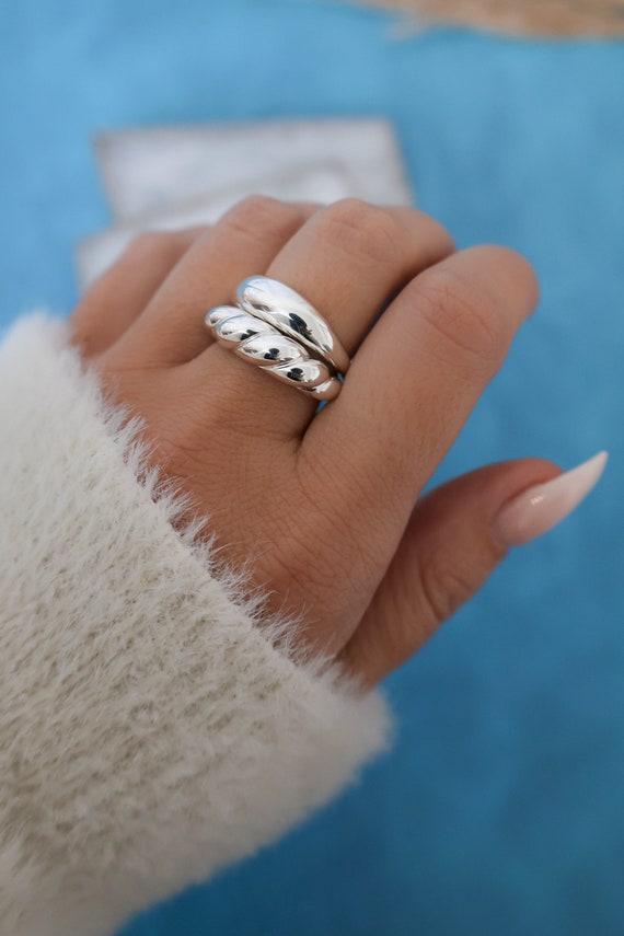 Croissant Ring 925 Sterling Silver Croissant Ring Minimalist Ring Chunky Statement Ring Shrimp Ring Sterling Silver Ring Etsy