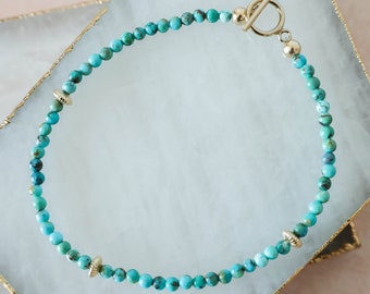 Turquoise Beaded Bracelet, Genuine Turquoise Bracelet, Beaded Bracelet, Gifts for Her