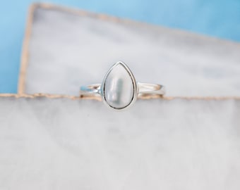 Pearl Stacking Ring, Pearl Ring, Pearl Ring Sterling Silver, Teardrop Pearl, Dainty Pearl Ring, Sterling Silver Ring, Pearl Jewelry