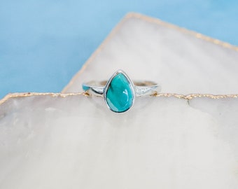 Turquoise Stacking Ring, Turquoise Ring, Turquoise Ring Sterling Silver, Dainty Turquoise Ring, Pear Ring, Turquoise Jewelry