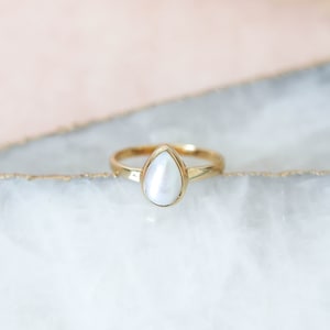 Pearl Stacking Ring, Pearl Ring, Pearl Ring Gold, Teardrop Pearl, Dainty Pearl Ring, 14k Gold Vermeil Ring, Pearl Jewelry, June Birthstone