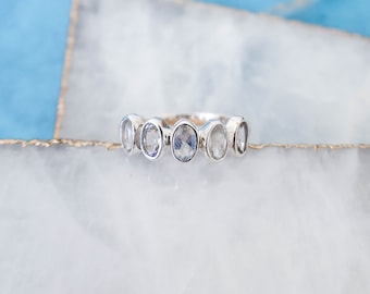 Rainbow Moonstone Sterling Silver Multi Stone Ring