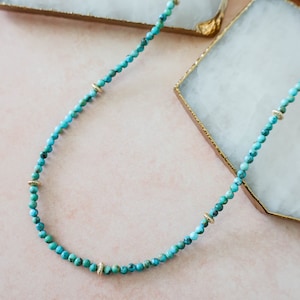 Natural Turquoise Necklace, Beaded Turquoise Necklace, Handmade beaded necklace, Gifts for Her, Women&#39;s Jewelry