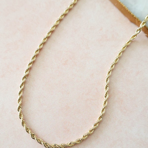 Gold Filled Rope Chain Necklace, Rope Chain, Women's Gold Chain, 18k Gold Filled Necklace, Women's Jewelry Gift, Gold Layering Necklace