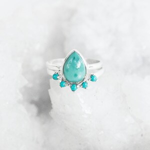 pear moonstone ring with 5 round stone stacker Rainbow moonstone stacking set 925 sterling silver
