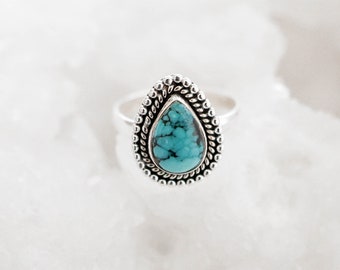 Details about   Bezel Set Green Turquoise Pear Shape 925 Sterling Silver Handmade Ring 