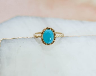 Gold Turquoise Ring, Dainty Turquoise Ring, Oval Turquoise Ring, 14k Gold Vermeil Ring, Dainty Jewelry, Genuine Turquoise Ring, Gift for Her