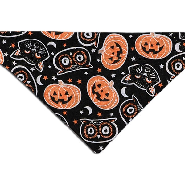 Hallo-weenie* Halloween, Pumpkin, Jack-O-Lantern, Over the Collar, Tie On, Dog Bandana, Holiday, Trick or Treat, Dog Accessories, Black, Cat