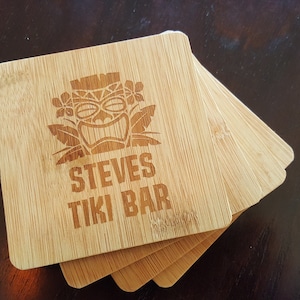 custom tiki bar coasters - set of 4