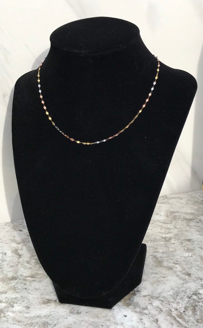 Double Mirror Choker Necklace 14k Solid TRIGOLD Lady Rosie Etsy