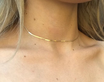 14k Gold Choker - Etsy