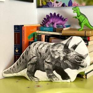 triceratops pillow, triceratops cushion, dinosaur pillow, dinosaur decor, soft dinosaur
