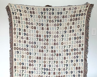 Pi Digits Woven Blanket - Math Numberphile Cotton Throw - Gift for Number Lovers