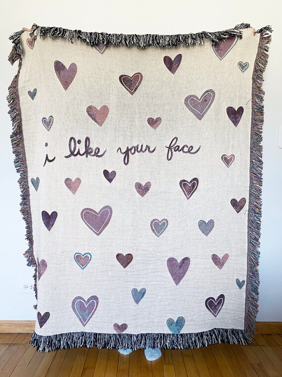 Heart Blanket Scattered Hearts Woven Throw Custom Woven Blanket