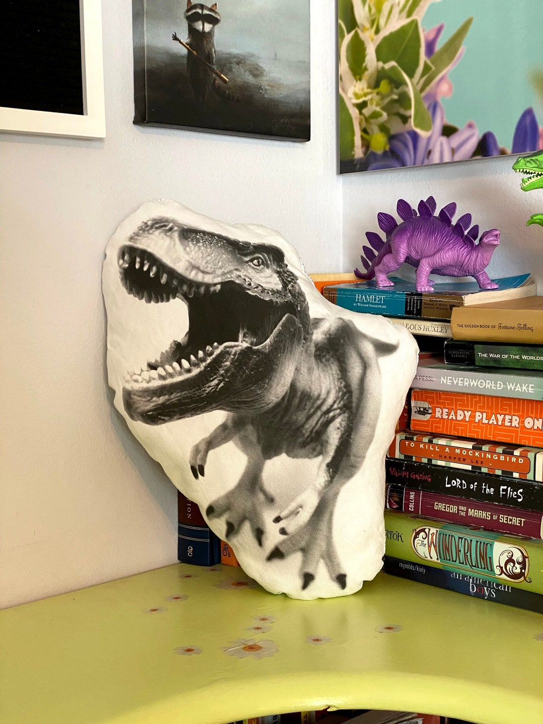 T Rex Pillow Dinosaur Pillow Tyrannosaurus Rex Cushion Etsy