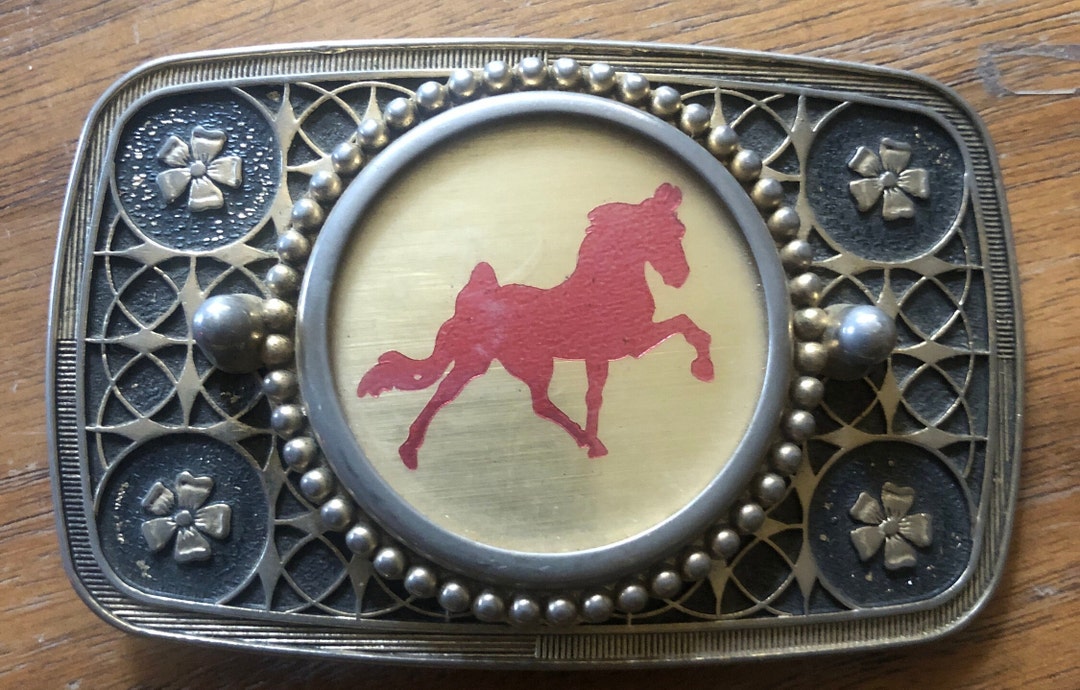 Vintage Western Horse Belt Buckle Etsy
