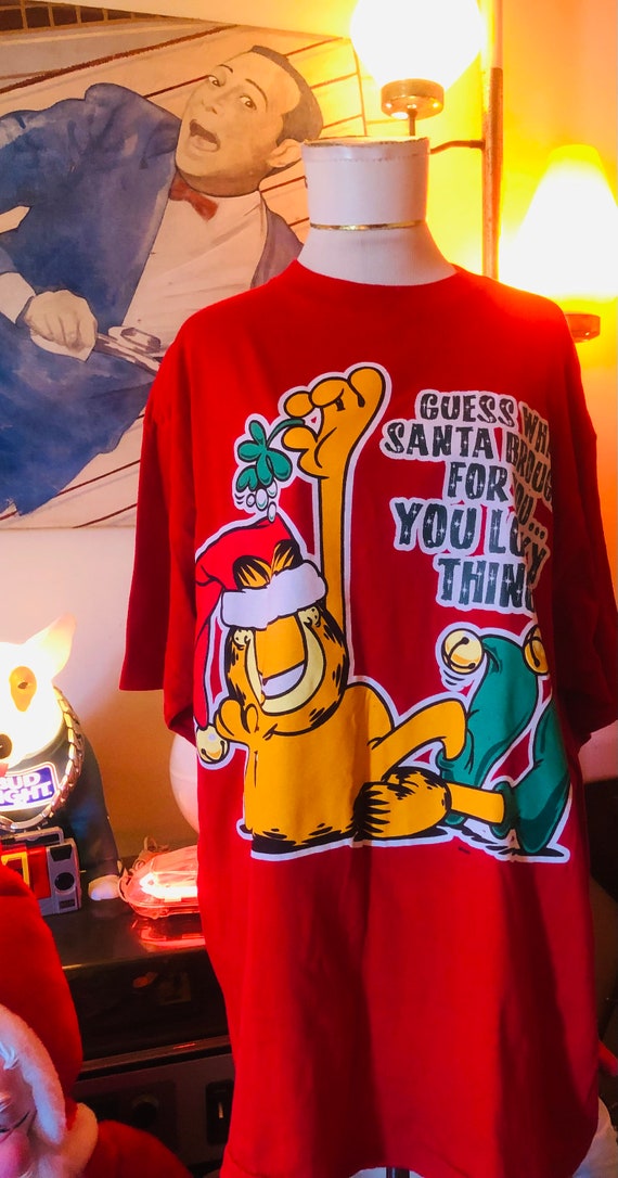 Vintage 90s Garfield Naughy Christmas T shirt XL