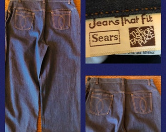 Vintage 70s Sears JTF Men’s Deadstock Jeans Dark Wash Crisp 38X30