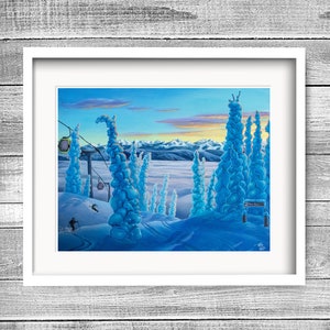 Schneeszene Kunst, Winter Landschaft Wandkunst, Ski Hill Art, Wandkunst, Wand dekor, kanadische Kunst, Winter Landschaft Kunst, Fine Art, Kunst 11 x 14