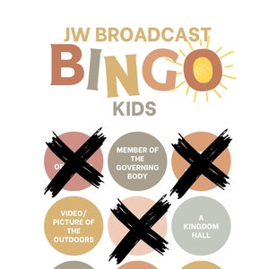 Conjunto de 10 cartões de bingo para transmissão de JW para crianças - Adoração em família JW