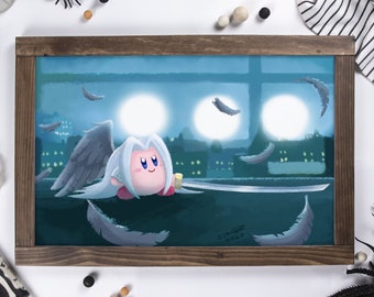 Sephiroth Kirby One Winged Angel Art Print - Cute Game Mashup Poster