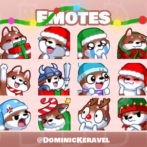 Christmas Husky Emotes: Twitch/Discord Streamer Emoji Pack