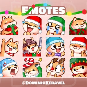 CHRISTMAS/HOLIDAY Shiba Inu Dog Emotes (Twitch/Discord/YouTube) Pack 1 - High Quality Emojis for Twitch Streamers subscribers