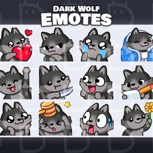 Paquete de gestos de Lobo Oscuro (12): gestos de Metal Canine para Twitch y Discord para streamers.