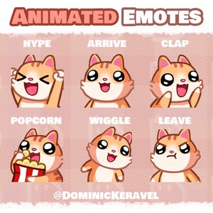 6 High Quality Orange Tabby Cat Animated Emotes for Twitch, Discord
