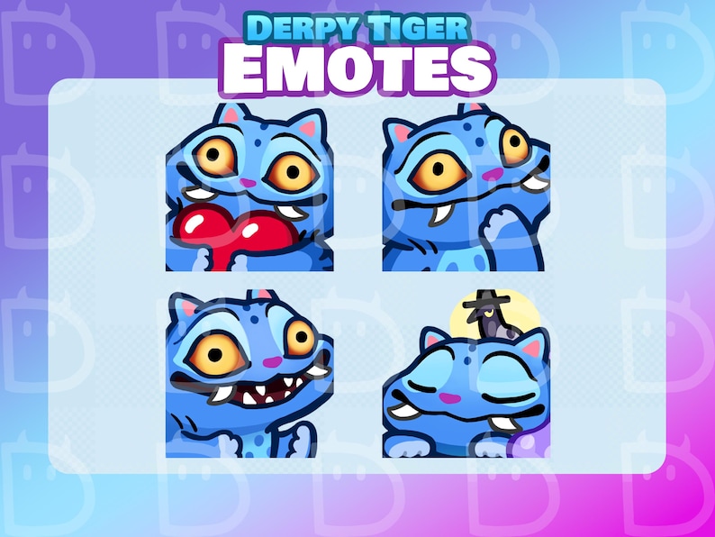 Derpy Tiger Emotes Pack (4) - Cute Static Mascot for Twitch and Discord ...