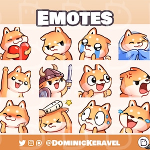 Shiba Inu Emotes (Twitch/Discord) Pack 1 - Cute Dog Emojis for Twitch Streamers and Affiliates - Discord Server Emotes For Your Subscribers