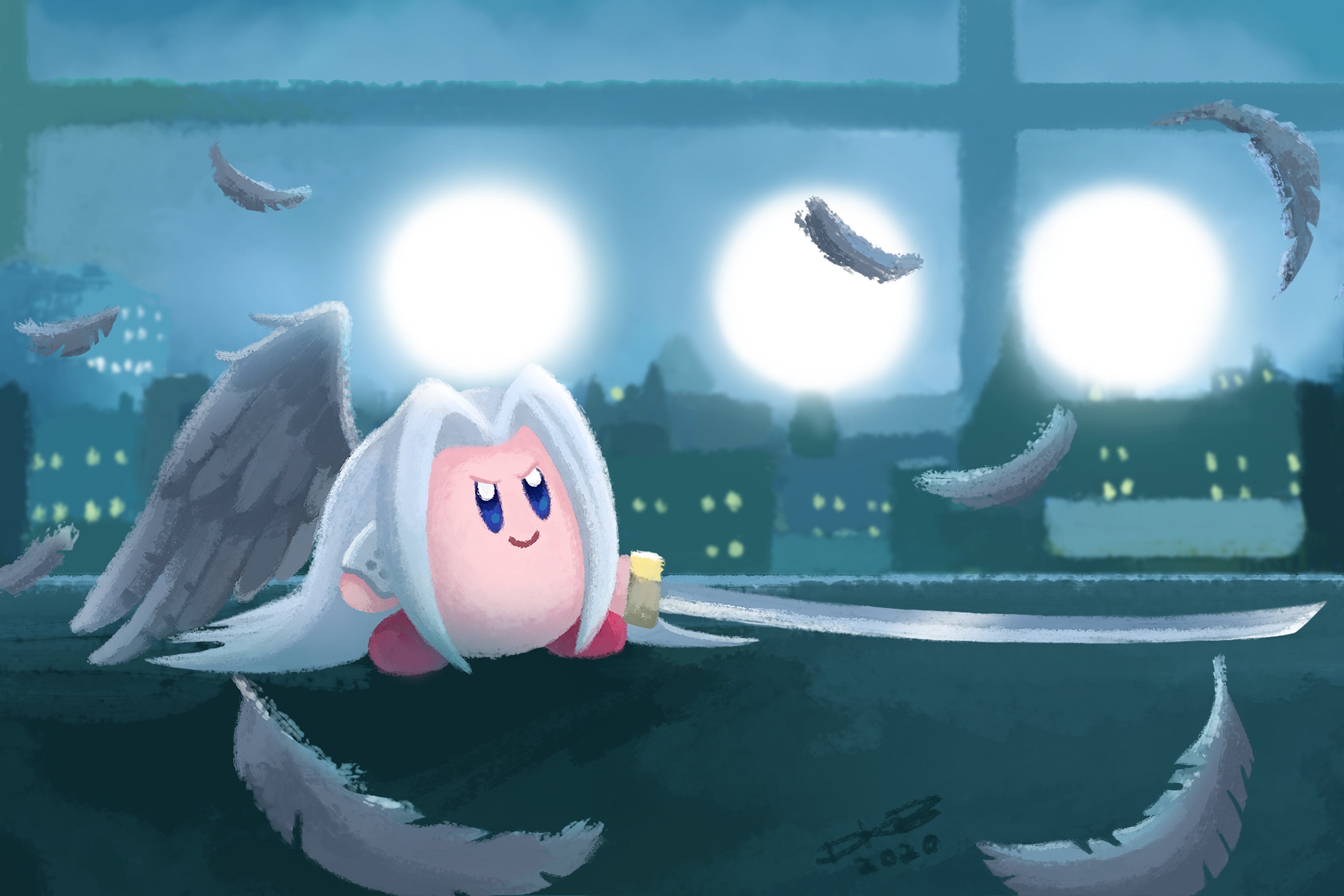 Sephiroth Kirby Print Wall Art Décor Illustration Poster for