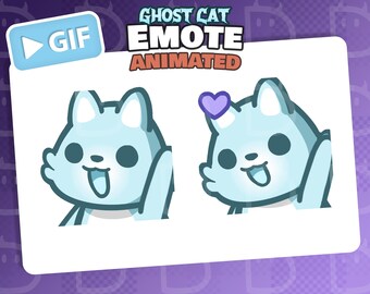 Ghost Cat Wave Emote - Animated Cute Hello for Twitch and Discord