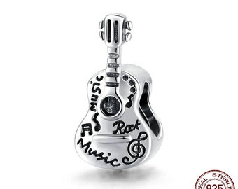 Acoustic Guitar Music Instrument Dangle Bead Charm for European Bracelet Acoustic Guitar Music Instrument Dangle Bead Charm for European Bracelet