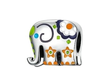 Thailand Elephant Silver 925 Jewelry Charm for Women Colorful Enamel Animal Guardian Beads fit Charms Bracelets Charm fit Women bead