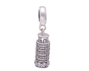 tour de Pise amuletos bricolage perles convient aux bracelets bijoux européens 100% argent sterling 925 digne des bracelets européens authentiques pour femmes