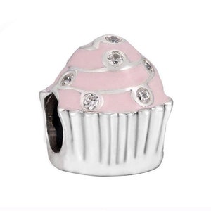 Sweet Cupcake Birthday Beads Charm 100% 925 Sterling Silver fit for Authentic Women Charms and european bracelets Handmade Charms image 1