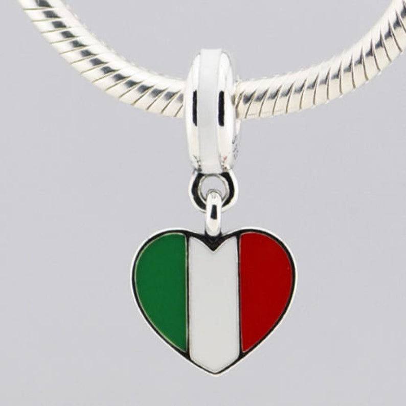 Italy Heart Flag Charms 925 Sterling Silver Etsy