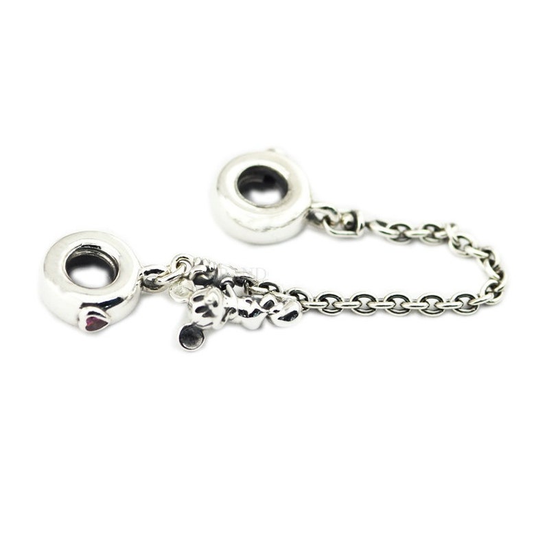 Climbing Mickey Safety Chain Red Charm Bead 100 925 Sterling Etsy