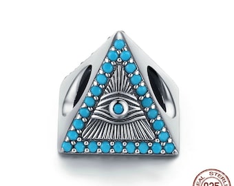 925 Sterling Silver Lucky Magic Eye Charms Triangle Blue Eye Beads fit fit Women charm Bracelets Sterling Silver Sieraden Handgemaakte Charms