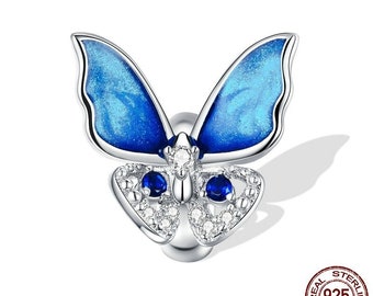 925 sterling silver Colorful butterfly Metal Charm fit Original Silver Bracelet women DIY Jewelry making beads fit fit Women charm